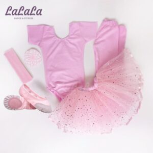 Conjunto de Ballet Tutú Rosado de Doble Capa con Destellos