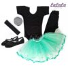 Conjunto de Ballet Tutú Negro y Verde de Doble Capa con Destellos