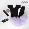 Conjunto de Ballet Tutú Negro y Lila de Doble Capa con Destellos